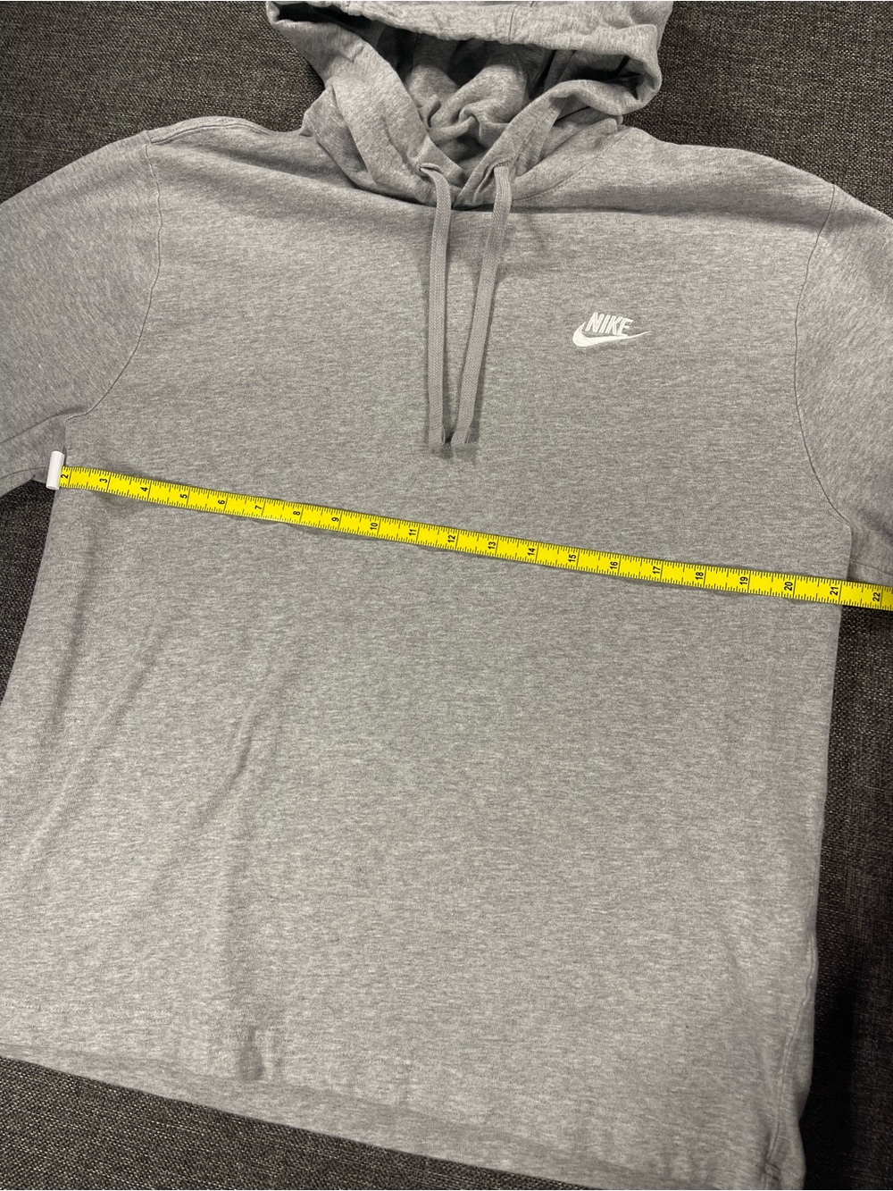 Nike Light Gray Pullover Hoodie with Small Chest Logo - Picture 3 of 6